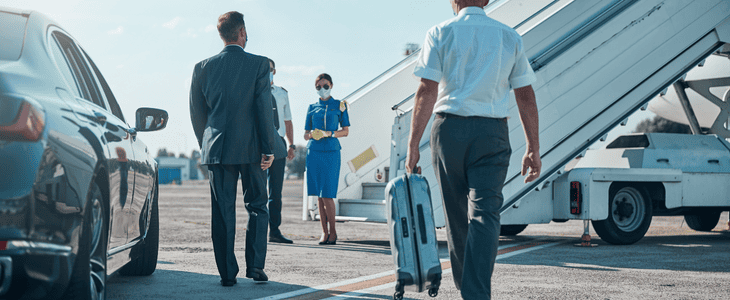 business man boarding a plane